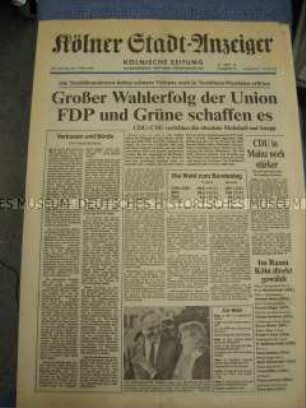 Lokale Tageszeitung "Kölner Stadt-Anzeiger" u.a. zur Bundestagswahl 1983