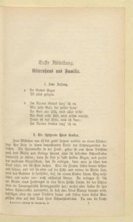 Erste Abteilung. Elternhaus und Familie