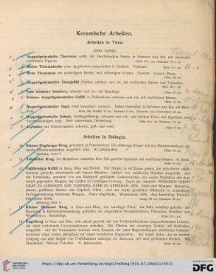 Keramische Arbeiten (Nr. 1-140)