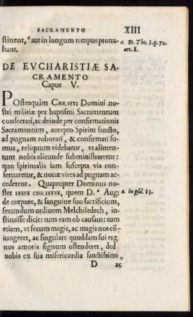De Eucharistiae Sacramento Caput V.