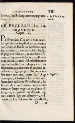 De Eucharistiae Sacramento Caput V.