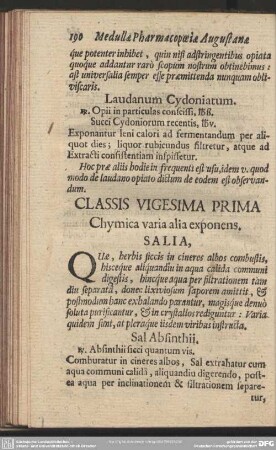 Classis Vigesima Prima Chymica varia alia exponens, Salia