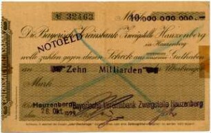 Geldschein / Notgeld, 10 Milliarden Mark, 26.10.1923