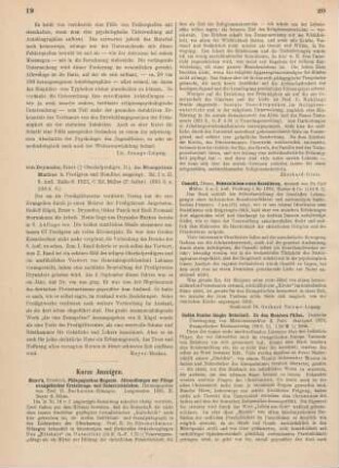 19-20 [Rezension] Mann, Friedrich, Pädagogisches Magazin. Abhandlungen zur Pflege evangelischer Erziehungs- und Unterrichtslehre