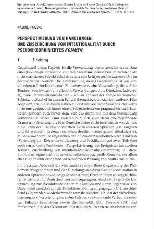Perspektivierung von Handlungen und Zuschreibung von Intentionalität durch pseudokoordiniertes kommen