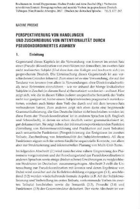 Perspektivierung von Handlungen und Zuschreibung von Intentionalität durch pseudokoordiniertes kommen