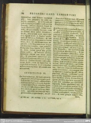 Institutio VI. De sacra visitatione, & Confirmatione in singulis Urbis Parochiis peragenda