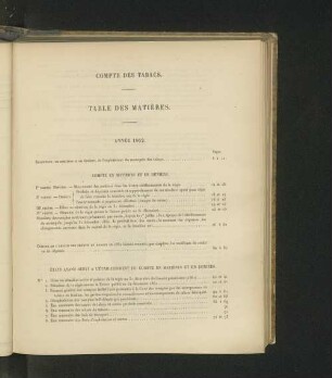 Table des matières. Année 1862.