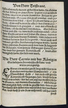 Wie Herr Caynis mit der Königin Gardeloye in freundtschafft kam/ und wie es im ergieng.