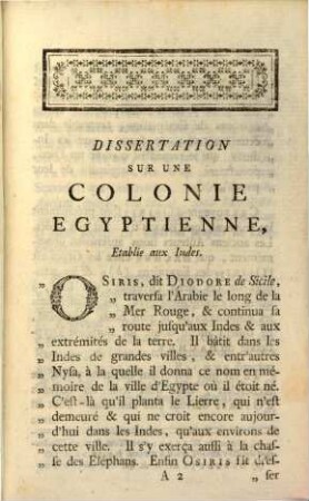 Dissertation Sur Une Colonie Egyptienne, Etablie Aux Indes