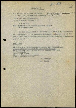 Anschreiben; Übersendung einer Niederschrift