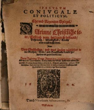 Speculum coniugale et politicum