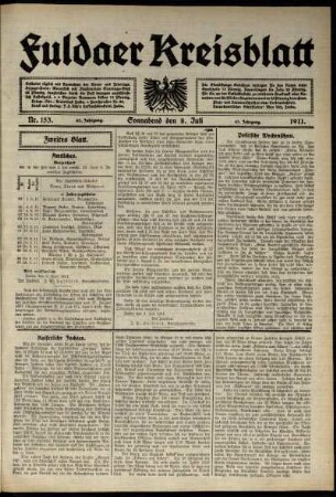 Zweite Ausgabe vom Samstag, den 08. Juli 1911.