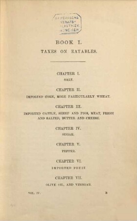 A history of taxation and taxes in England from the earliest times to the year 1885, 4. Taxes and articles of consumption