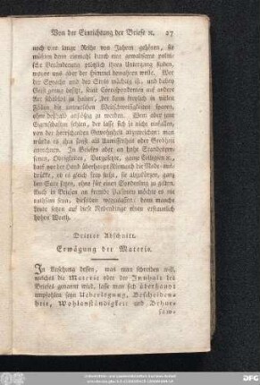 Dritter Abschnitt. Erwägung der Materie.
