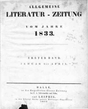 1833: Allgemeine Literatur-Zeitung