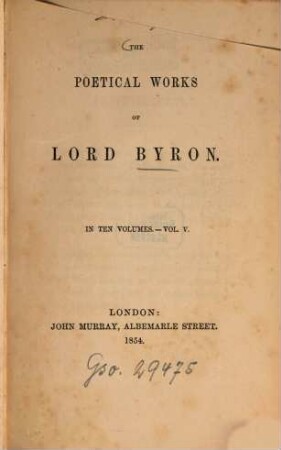 The poetical works of Lord Byron : In 10 vol., 5