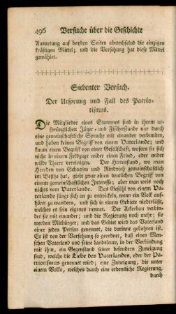 Siebenter Versuch. Der Ursprung und Fall des Patriotismus