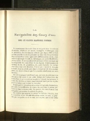 La Navigabilité des Cours d'eau.