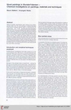 Mural paintings in Wunstorf-Idensen - chemical investigations on paintings, materials and techniques