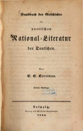 Handbuch der Geschichte der poetischen National-Literatur der Deutschen