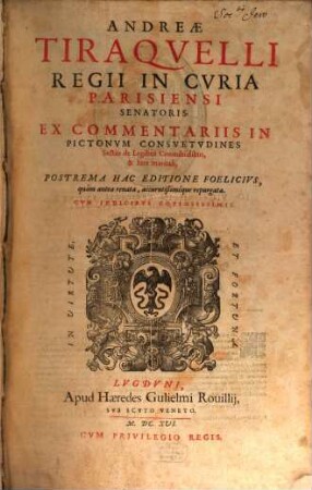 Ex commentariis in Pictonum consuetudines Sectio de legibus connubialibus et iure maritali