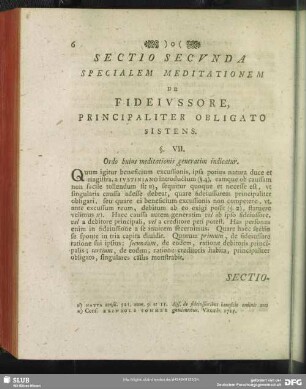 Sectio Secunda Specialem Meditationem De Fideiussore, Principaliter Obligato Sistens
