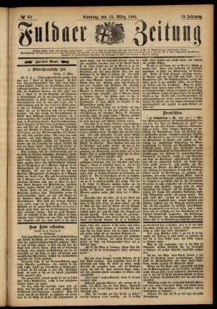 Zweite Ausgabe vom Sonntag, den 13. März 1892.