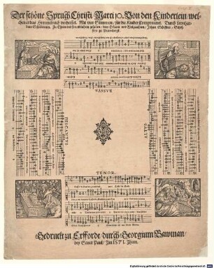 Der schöne Spruch Christi, Marci 10. Von den Kinderlein, welchen er das Himmelreich verheisset : Mit vier Stimmen, für die Kinder Componieret