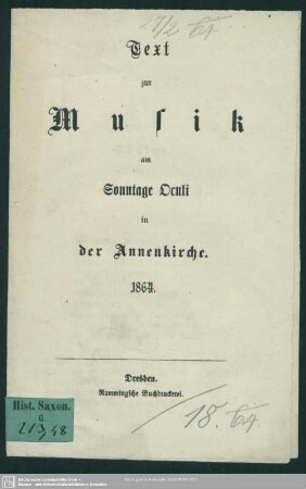 Text zur Musik am Sonntage Oculi in der Annenkirche