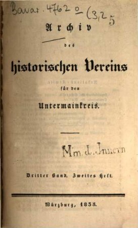 Archiv des Historischen Vereins für den Untermainkreis, 3,2/3. 1835/36