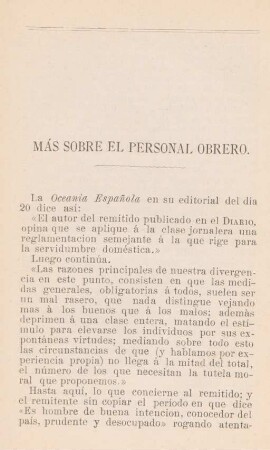 Más sobre el personal obrero