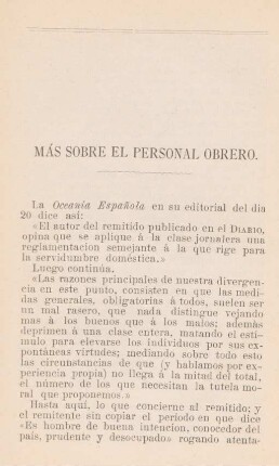 Más sobre el personal obrero