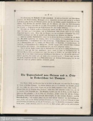 Die Papierfabrik von Grimm und v. Otto in Doberschau bei Bautzen