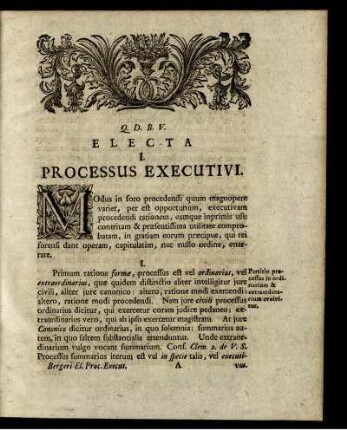 Electa I. Processus Executivi.