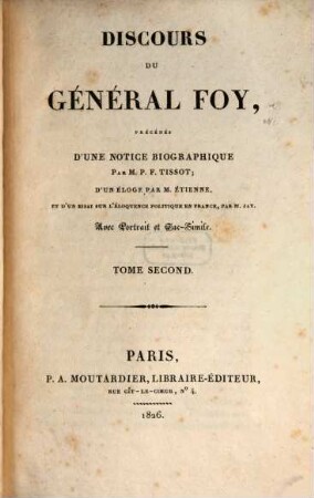 Discours du Général Foy. 2