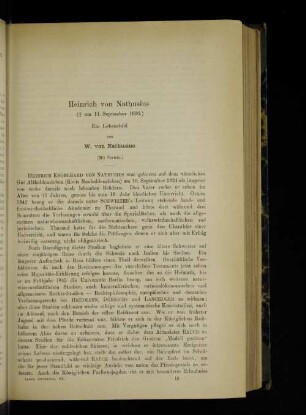 Heinrich von Nathusius ((...) am 11. September 1890.) Ein Lebensbild