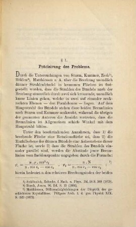 Ueber homocentrische Brechung unendlich dünner, cylindrischer Strahlenbündel in Rotationsflächen zweiter Ordnung