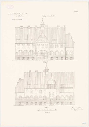 Landwirtschaftliche Versuchsanstalt, Bromberg Tierhygienisches Institut: Nordansicht, Südansicht 1:100