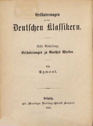 Goethes Egmont