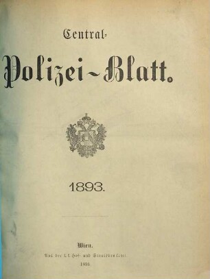 Zentralpolizeiblatt. 1893/94
