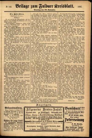 Zweite Ausgabe vom Dienstag, den 30. November 1897.