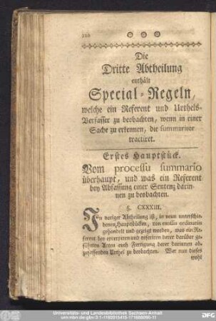 Erstes Hauptstück. Vom processu summario überhaupt, und was ein Referent bey Abfassung einer Sentenz darinnen zu beobachten.