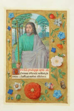 fol. 6: Apostel Philippus als Halbfigur, mit dem Suffragium (Simon Bening)