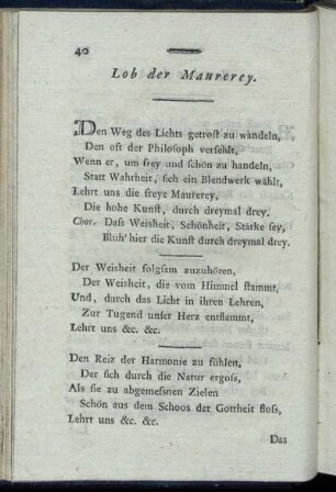 Lob der Maurerey.