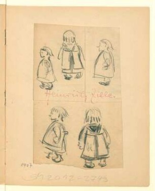 Studien: Mädchen mit Schürze, Seitenansicht und Rückenansicht