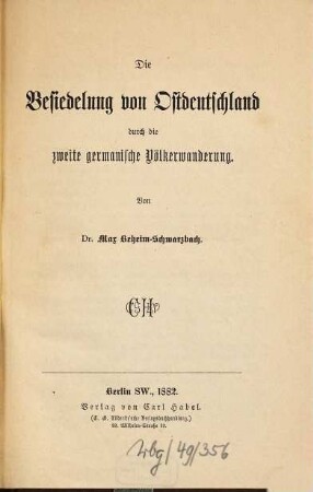 Die Besiedlung von Ostdeutschland durch die zweite germanische Völkerwanderung