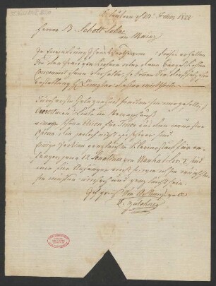 Brief an B. Schott's Söhne : 24.01.1822