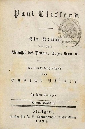 E. L. Bulwer's Werke, 27. Paul Clifford : ein Roman ; Bdch. 4
