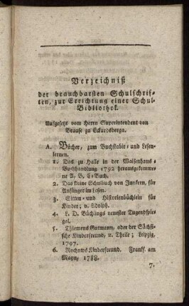 Verzeichniß der brauchbarsten Schulschriften, ...